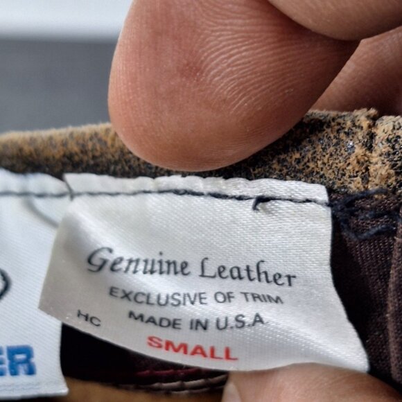 Vintage Distressed Leather Newsboy Cap Size Small BRONER Made In The USA - Picture 6 of 8